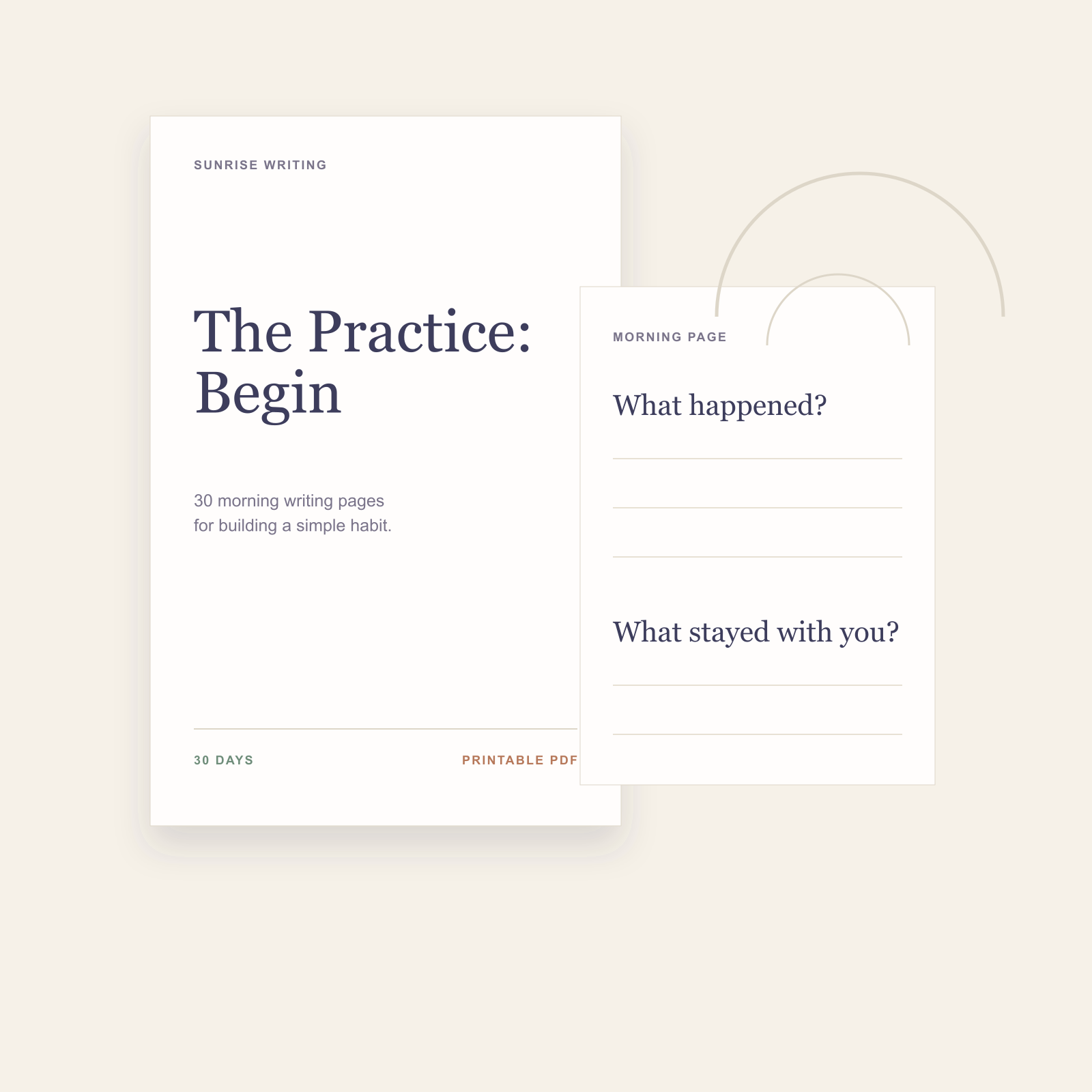 The Practice Begin workbook and morning page preview